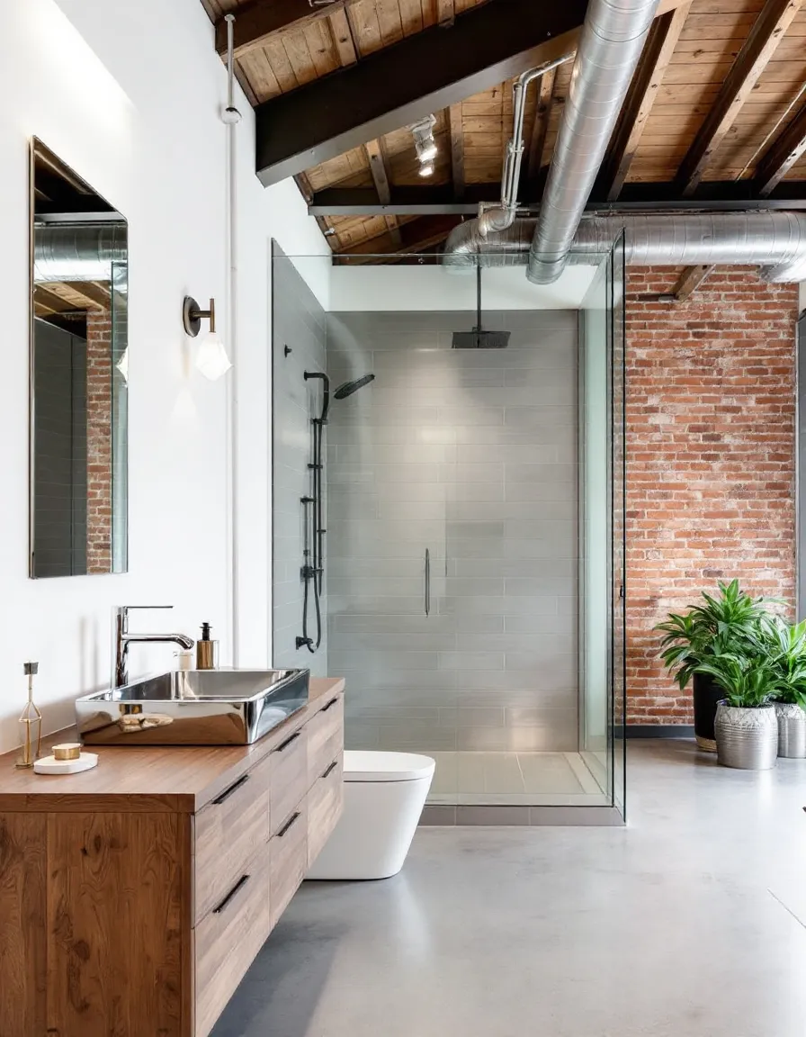 Modern Industrial Loft Bathroom Inspiration | Muse by Wayfair, image size:896x1152