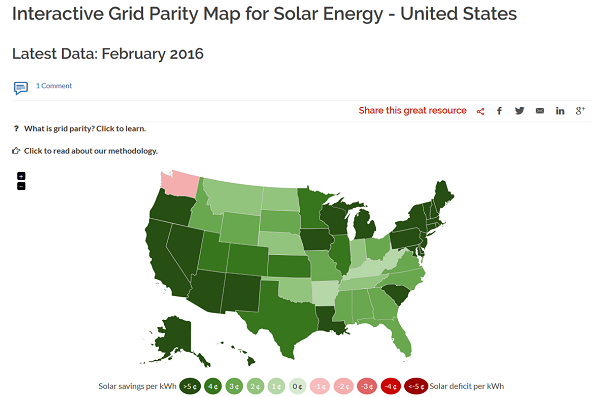 Solar grid parity map