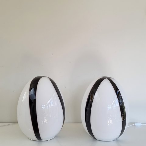 Zwei XXL Ilu di Vetro Swirl 'Egg Lamps', Steh- oder Tischlampen der 1990er Jahre