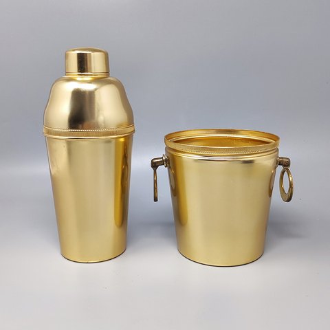 Vintage Cocktail Shaker With Ice Bucket in Aluminium. Made in Italy