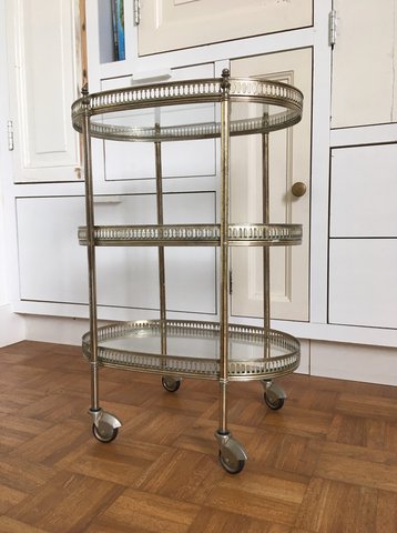 Mini Bar cart vintage trolley mid century 30-50 silver plated