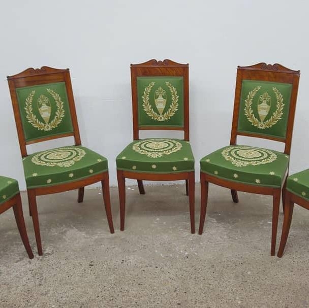 Vijf antieke Empire mahonie stoelen