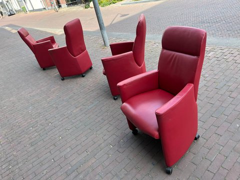 4x leolux Quantissimo stoelen rood