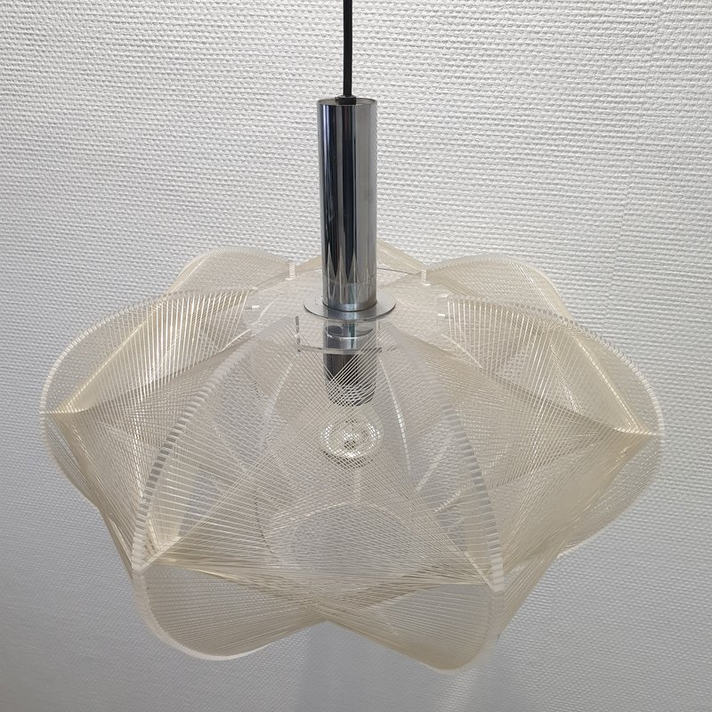 Nylon & perspex “Swag” hang lamp van Paul Secon voor Sompex, 1960s