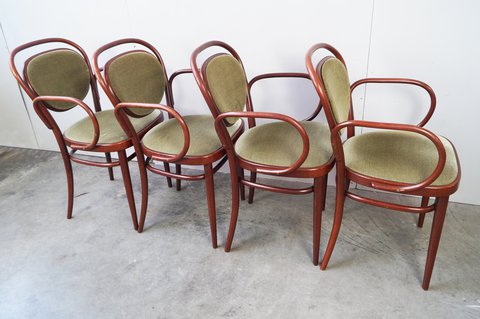 4x Vintage Thonet 215 P Chairs, set