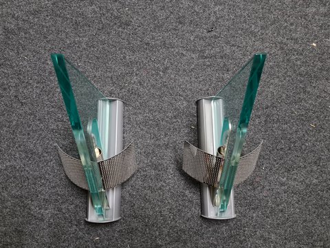 2x Artemide Wandlamp Glas en Staal