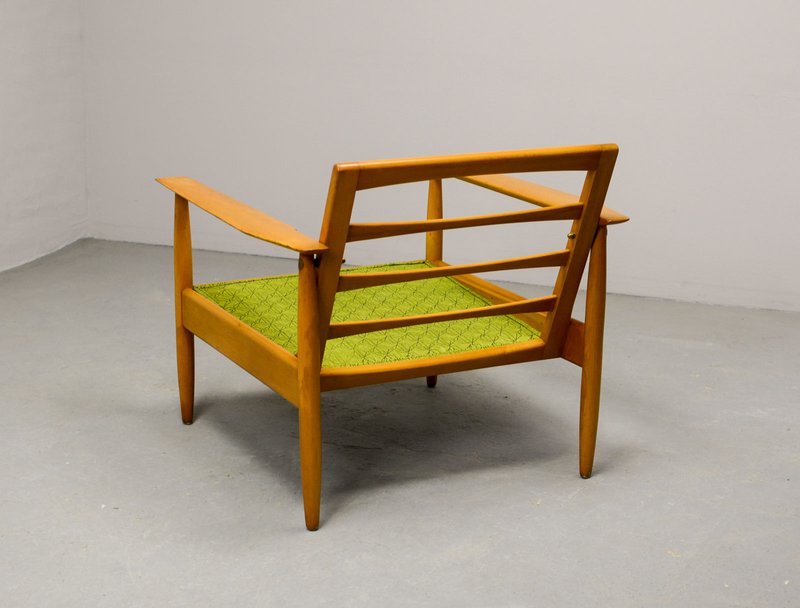 2 Mid-Century Scandinavian Pair of Beech Wood Ladder Lounge Chairs after Grete Jalk for France and Son, 1960s