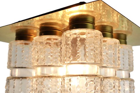 Deckenlampe Messing Gold Glas Plafoniere Ø 28cm Glashütte Limburg 