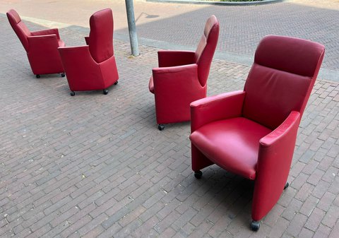 4x leolux Quantissimo stoelen rood