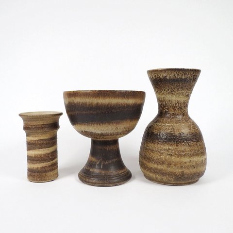 Set of 3 xl brutalist ceramic vases, 1960s