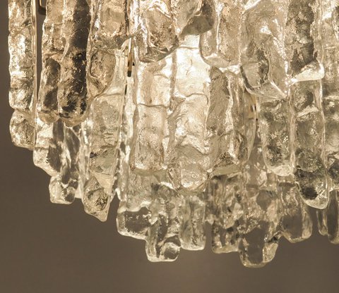 Vintage design ijskristal hanglamp, J.T. Kalmar jaren 60