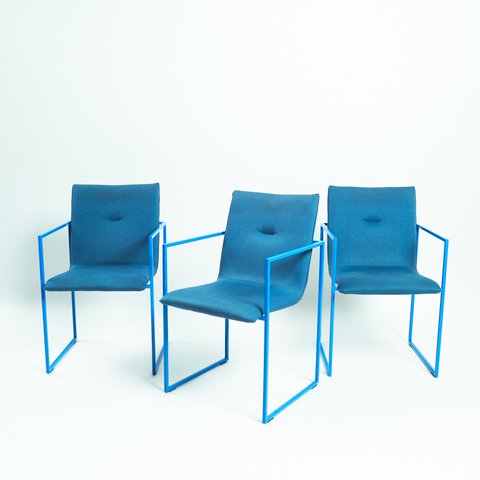 3 Arco Frame stoelen Burkhard Vogtherr eetkamerstoel homeoffice hemelsblauwe