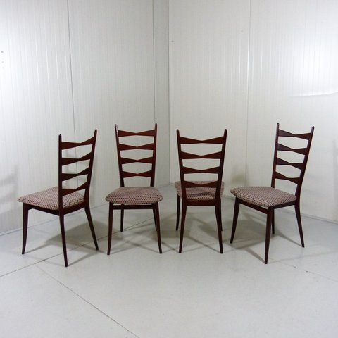 Set van 4 vintage eetkamer stoelen, Italië