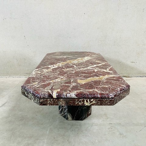 Ox-blood Red 'rosso Levanto' Marble Coffee table