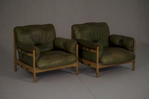 2X Brutalist fauteuils in de stijl van Arne Norell