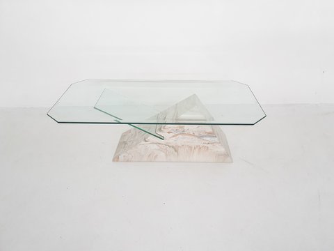 Italian marble and glass coffee table, 1970's