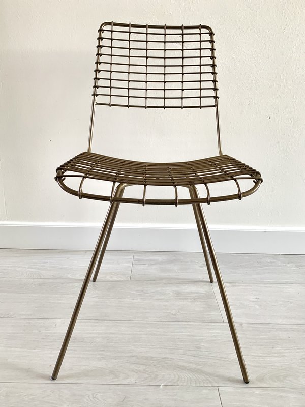 Madam Stoltz messing wire chair draad stoel metaal