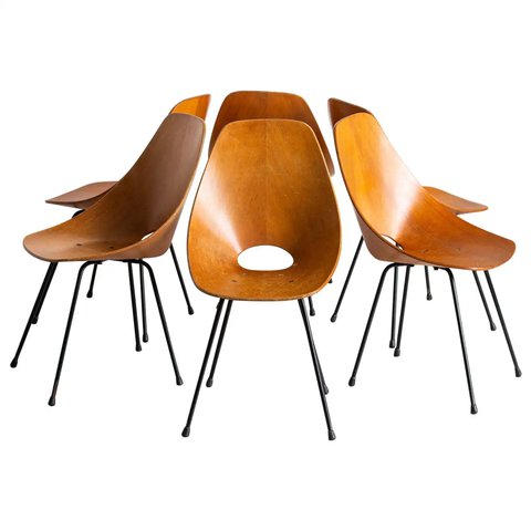 6x Tagliabue Medea stoelen in hout van Vittorio Nobili, set