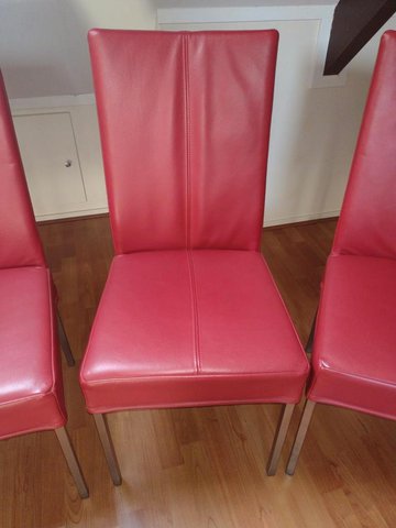 8 x HVS red leather chairs
