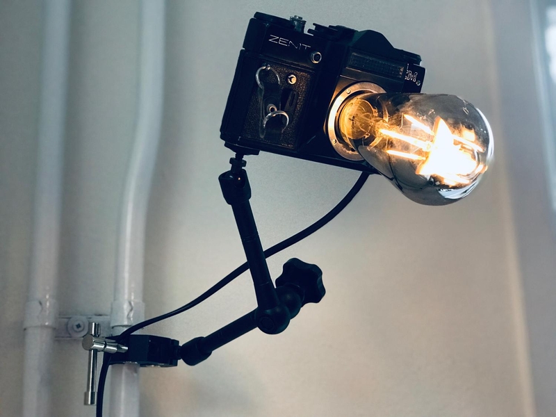 Handmade camera lamp met klem