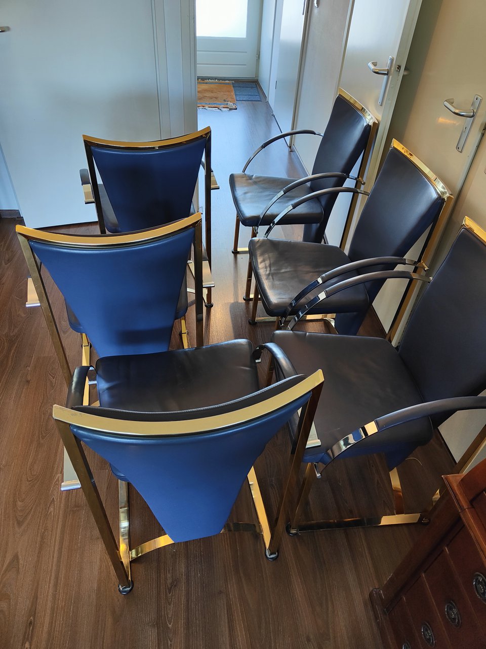 Image 20 of 6x Ronald Schmitt Germany vintage brass and leather chairs