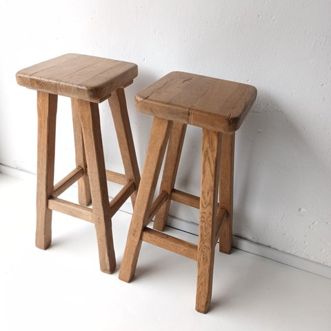 2 x vintage wooden bar stools