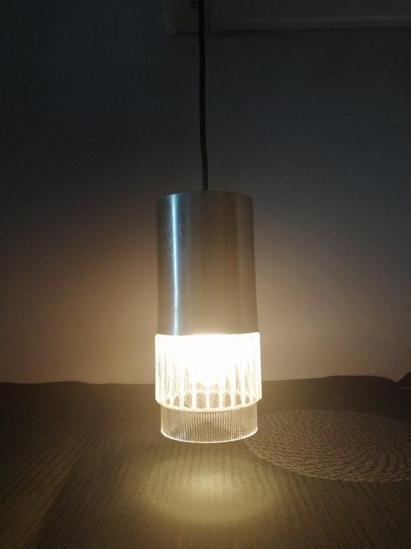 Vintage hanglamp chroom glas