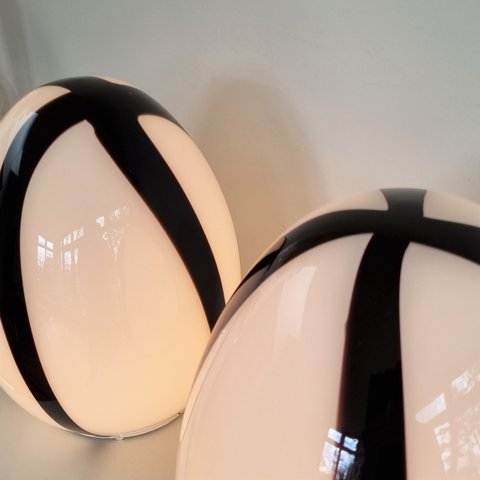 Twee XXL Ilu di Vetro Swirl 'Egg Lamps', vloer of tafel lampen jaren 90