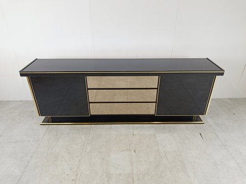 Vintage brass and lacquer sideboard, 1970s