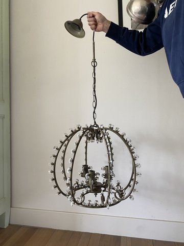 Vintage ronde hanglamp glas