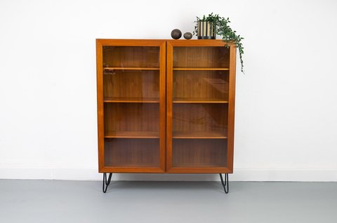 Teak Cabinet with Glass Doors from Omann Jun, 1960s