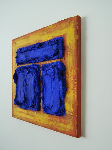 Marie-Jeanne, Materieschilderij geel blauw