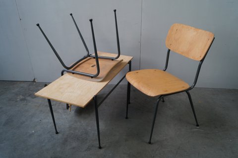 Vintage set 2x stoel + tafel