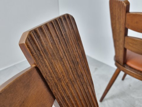 6x Vintage brutalist dining chairs, set
