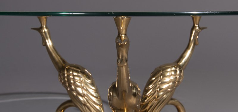 Birds coffee table in brass and glass