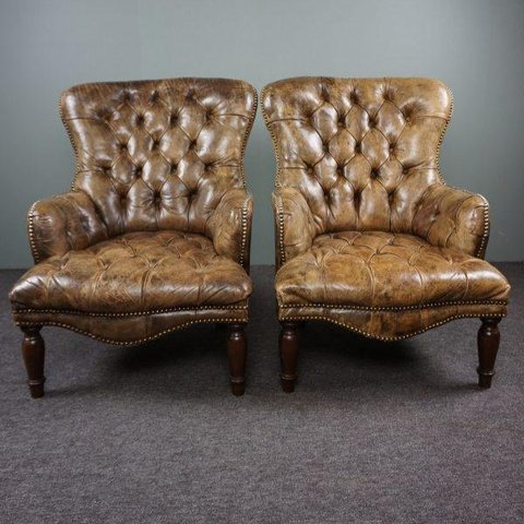 2x Chesterfield side armchairs