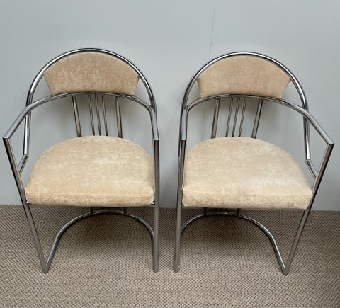 2 x chroom buizen frame fauteuils 