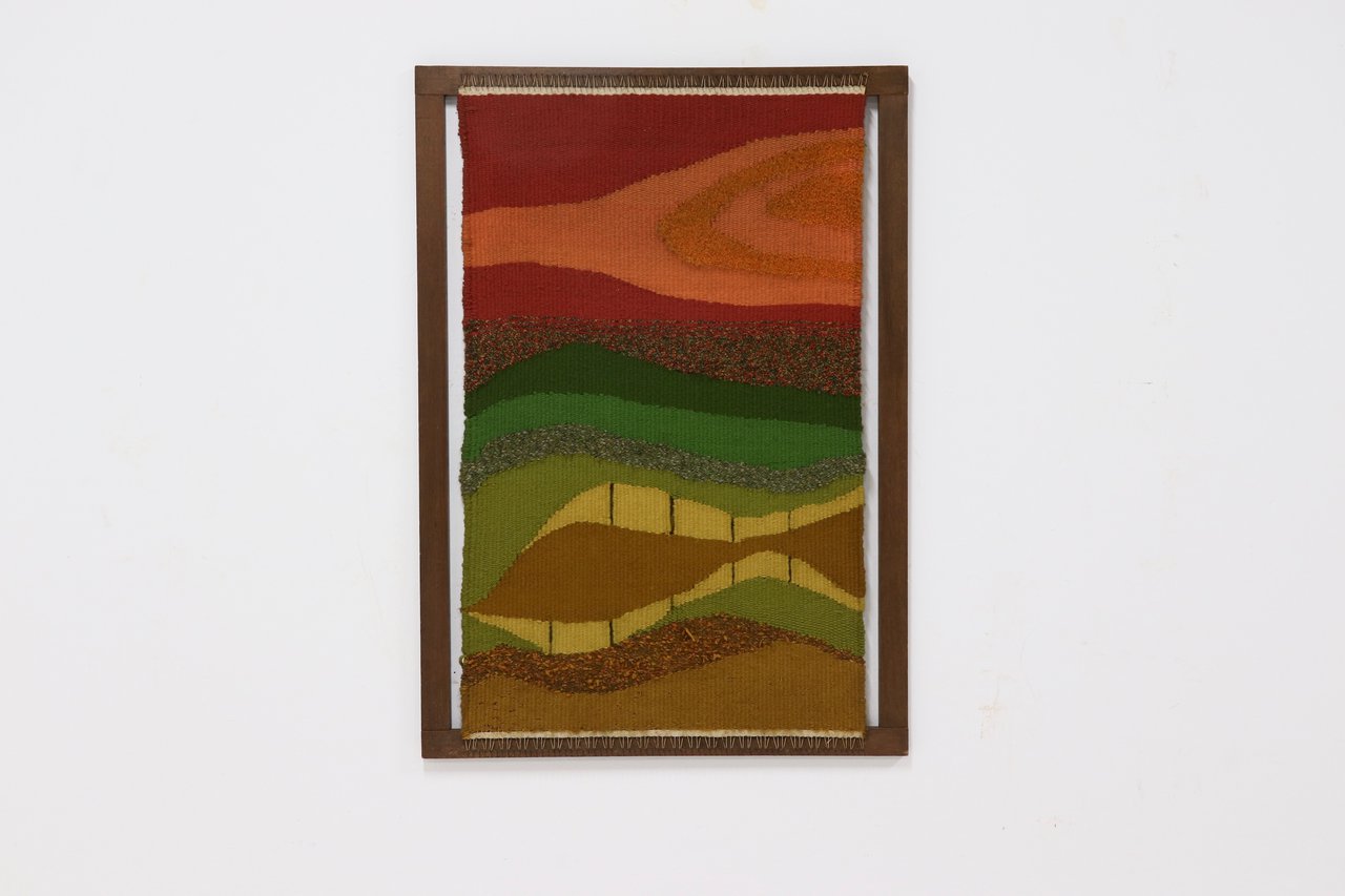 Image 1 of Groot ingelijst Deens Abstract Wol tapijt uit de jaren 60