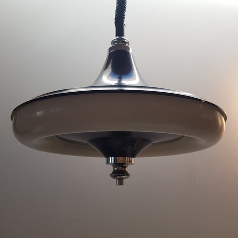 Massive heksenhoed pendel-/hanglamp (België - '70)