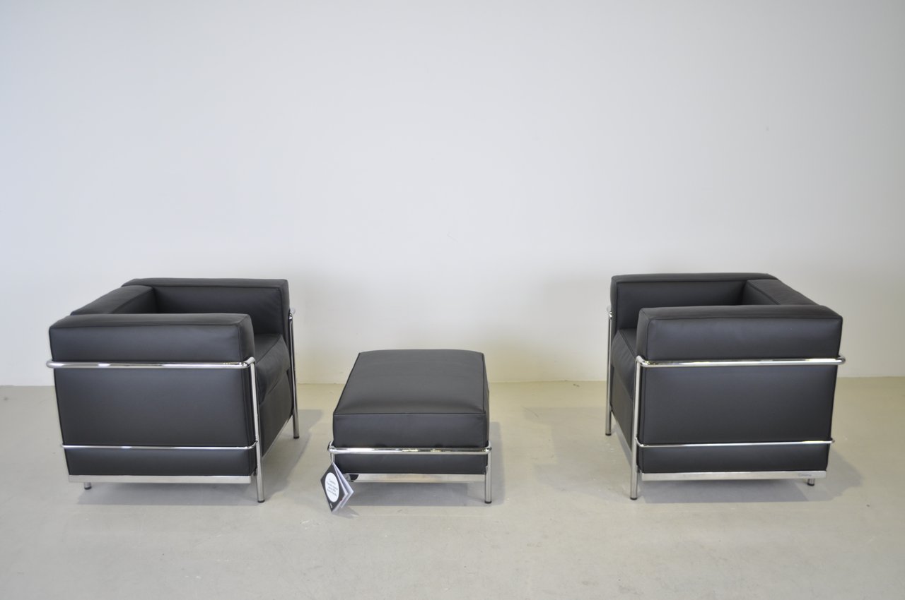 Image 6 of 2x Cassina LC2 fauteuil + hocker nieuw