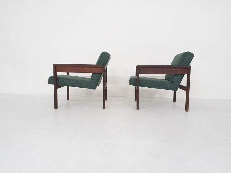 2 Hein Stolle for 't Spectrum, model SZ25/SZ80 wenge lounge chairs, The Netherlands 1959