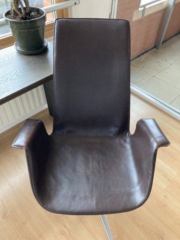Walter Knoll armchair brown leather | Tulip armchair by Jørgen Kastholm & Preben Fabricius