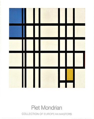 Piet Mondiraan - Ritme van Zwarte Lijnen - kleurenoffset-litho