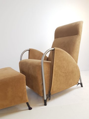 2x Gelderland fauteuil + hocker by Jan des Bouvrie