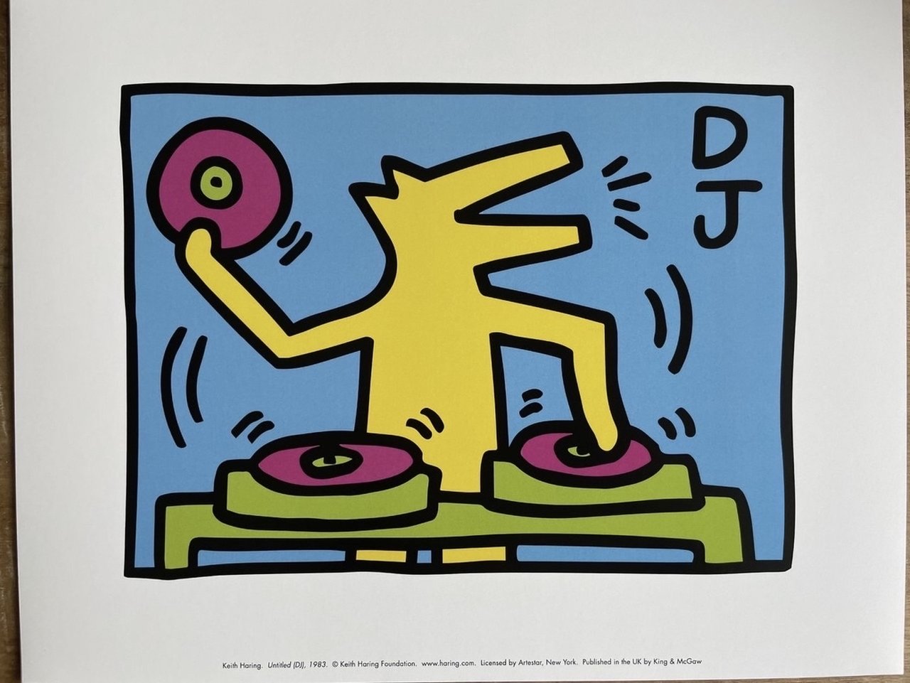 Image 3 of Keith Haring (naar) - Untitled (DJ), 1983, onder licentie van Artestar NY, gedrukt in het VK