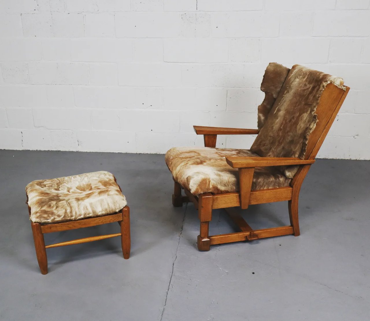 Image 3 of Brutalist lounge chair + ottoman