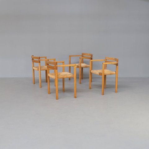 4x CM Madsens Fabrikker model 375 dining table chair set CM Haarby model 375 dining chair set