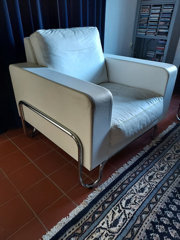 Gispen AD armchair, white leather