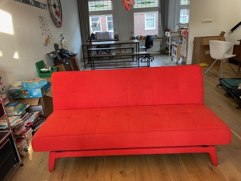 Yoko 3-seater Sofa bed, light red-orange texture woven