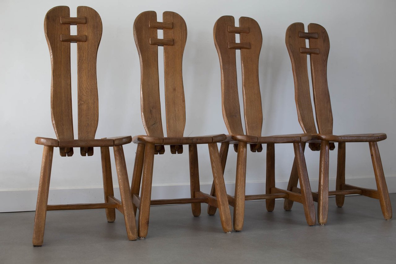 Image 3 of 2x De Puydt Brutalist oak chairs